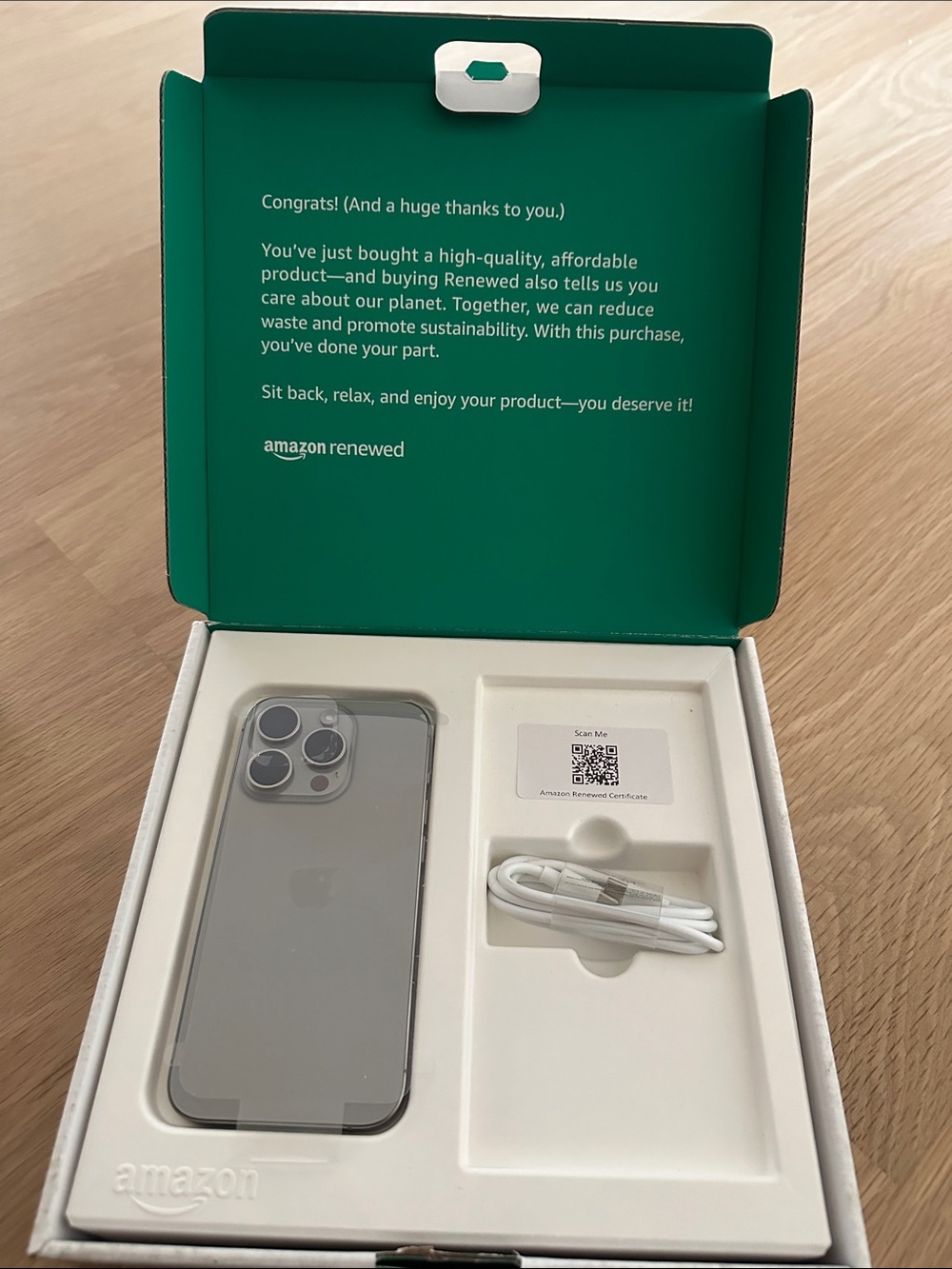 Apple iPhone 15 Pro Max Silver with USB-C Cable renewed Amazon